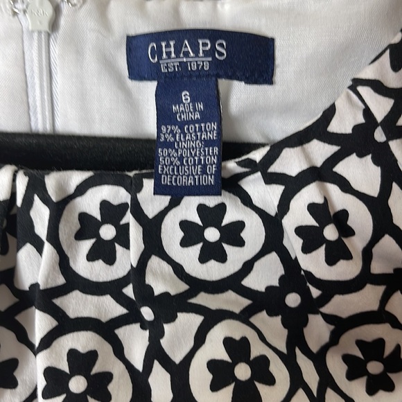Vintage Chaps White black Patterned-Sheath-Dress with pockets 6 - Picture 4 of 7